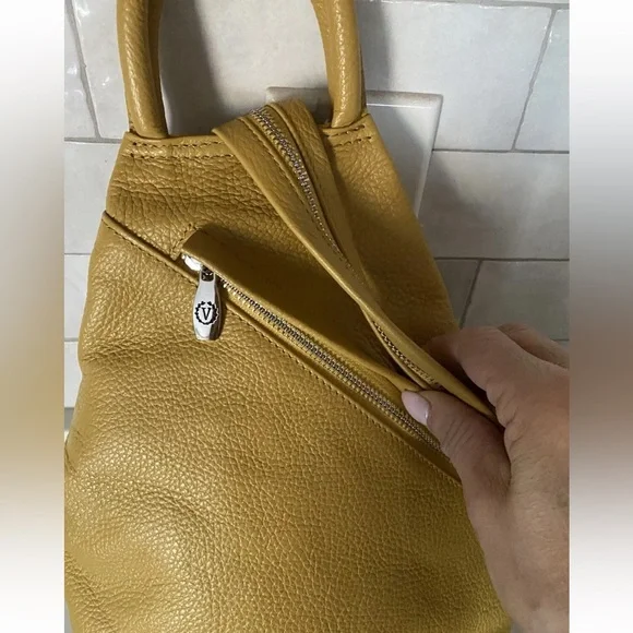 NWT VALENTINA 🇮🇹 MADE IN ITALY SLING BAG BACKPACK  MUSTARD YELLOW - Picture 11 of 15